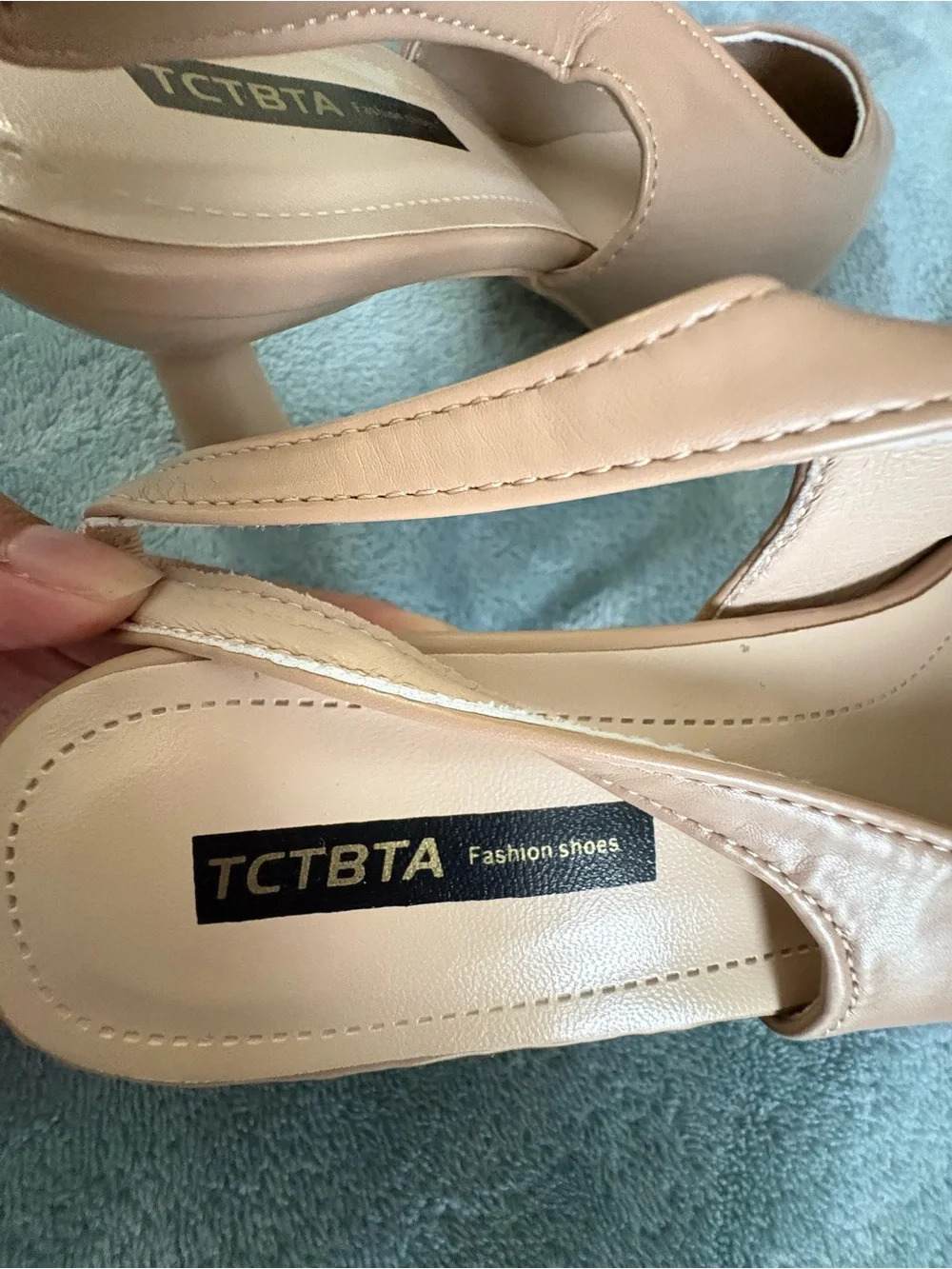 TCTBTA Nude Slingback Pointed Toe Kitten Heels Size 41